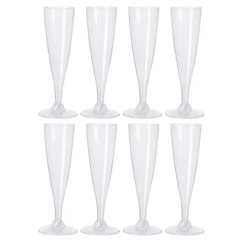 EH Prosecco/champagneglazen - 8x - transparant - kunststof - 130 ml - herbruikbaar - Champagneglazen Dagaanbieding