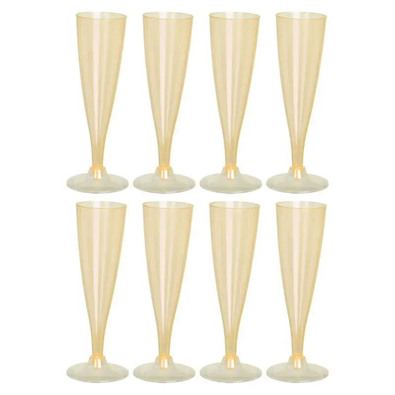 EH Prosecco/champagneglazen - 8x - geel - kunststof - 130 ml - herbruikbaar - Champagneglazen Favoriet