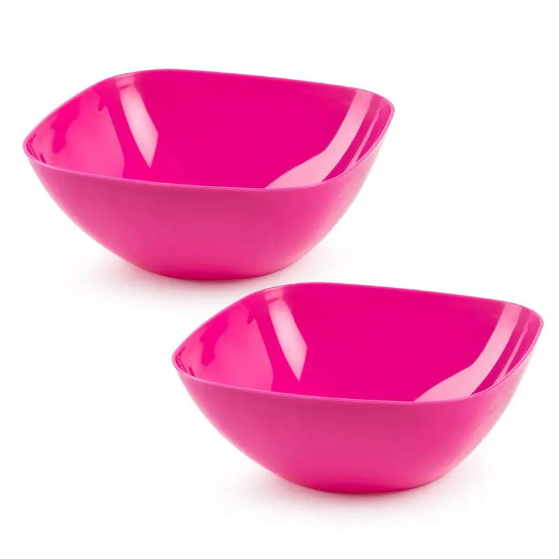 Op = Op Plasticforte serveerschaal/saladeschaal - 2x - D28 x H11 cm - kunststof - fuchsia roze - 4800 ml - Serveerschalen