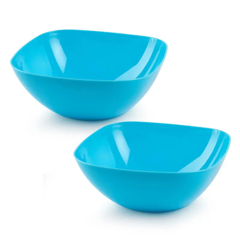 Alleen Vandaag Plasticforte serveerschaal/saladeschaal - 2x - D28 x H11 cm - kunststof - blauw - 4800 ml - Serveerschalen