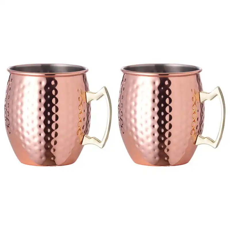 Moscow Mule glas - 2x - RVS metaal - koperkleurig - 500 ml - luxe cocktailglazen - Cocktailglazen Actieprijs