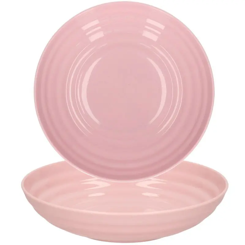 Plasticforte diep soep bord - 6x - roze - kunststof - D19 cm - Diepe borden Uitverkoop