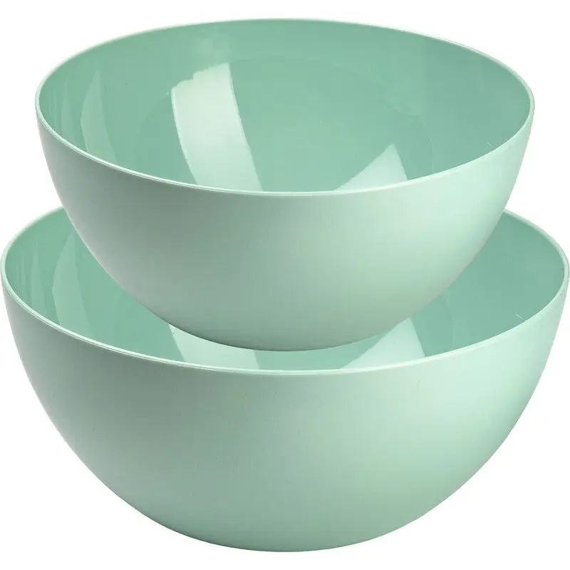 Budget Plasticforte voedsel serveer schalen set - 4x stuks - mintgroen - kunststof - Dia 25 en 28 cm - Serveerschalen
