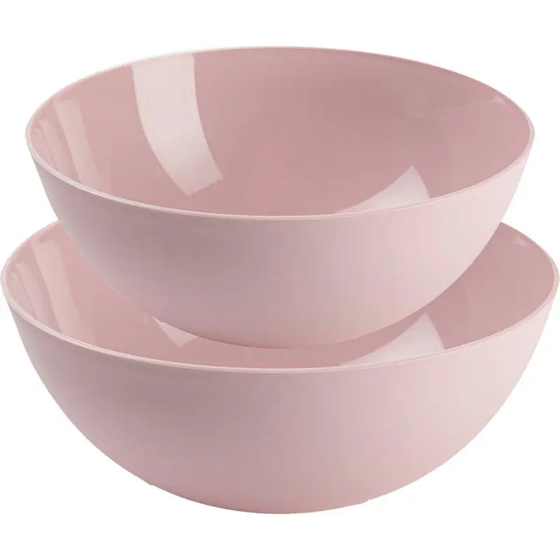 Gecertificeerd Plasticforte voedsel serveer schalen set - 4x stuks - lichtroze - kunststof - Dia 25 en 28 cm - Serveerschalen
