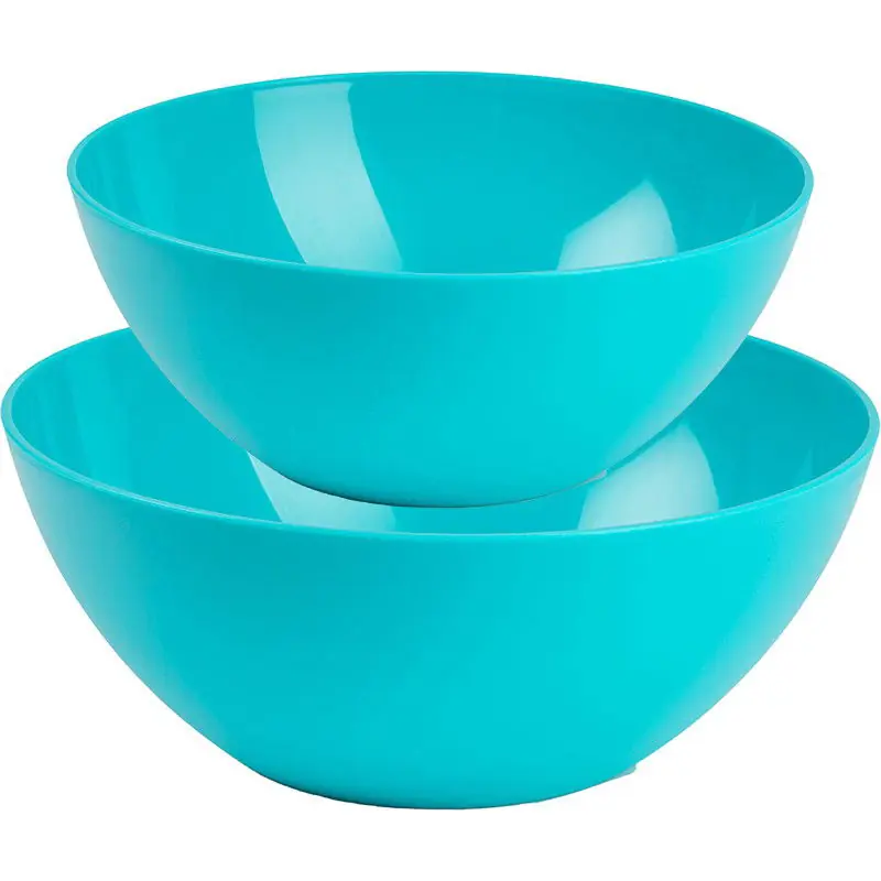 Korting Plasticforte voedsel serveer schalen set - 4x stuks - blauw - kunststof - Dia 25 en 28 cm - Serveerschalen