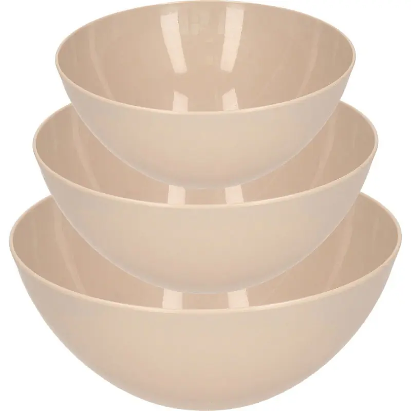 Shop Nu Plasticforte voedsel serveer schalen set - 3x stuks - taupe - kunststof - Dia 20/25/28 cm - Serveerschalen