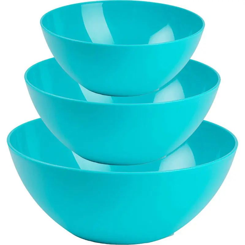 Laatste Kans Plasticforte voedsel serveer schalen set - 3x stuks - blauw - kunststof - Dia 20/25/28 cm - Serveerschalen