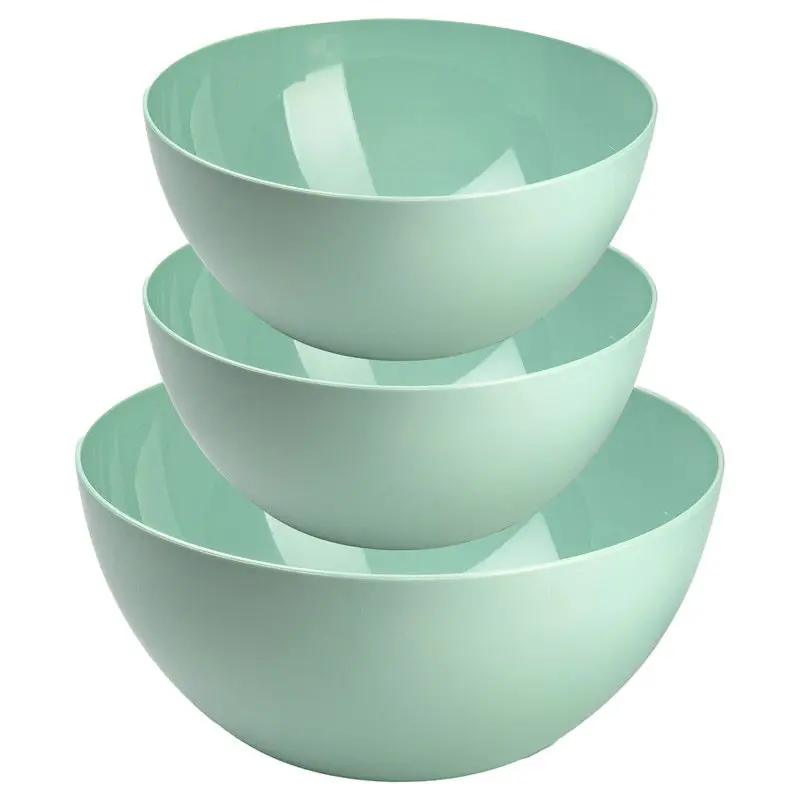 Goedkoop Plasticforte voedsel serveer schalen set - 3x stuks - mintgroen - kunststof - Dia 23 en 26 cm - Serveerschalen